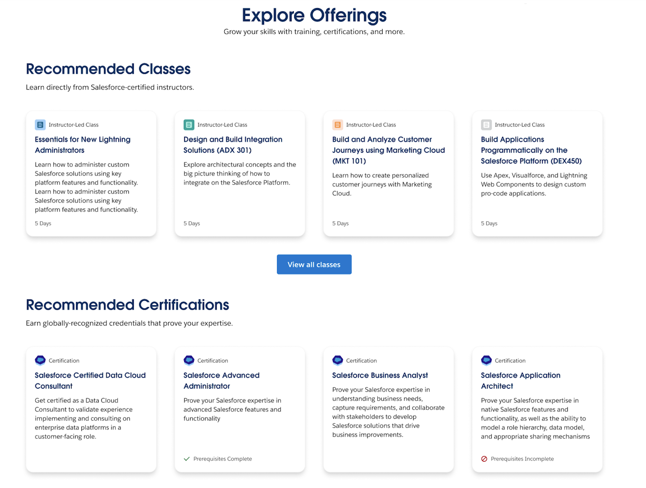New Salesforce Certification Experience, Trailhead Academy